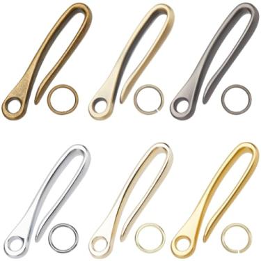 Imagem de SUNNYCLUE 6 peças de chaveiro gancho de peixe clipe chave U gancho antigo prata dourado bronze preto liga de metal retrô snap carpa resistente clipe de cinto gancho de pesca com anéis abertos para