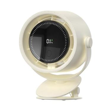 Imagem de Bothyi Clipe portátil no Fan Desk Fans Fashion Bide Travel Display com timer baixo ruído para jardinagem pesca ao ar livre, Bege Branco