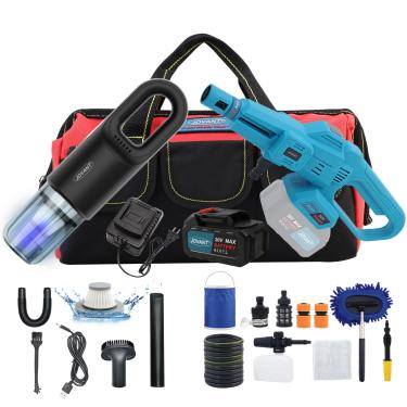 Imagem de jovant Lavadora De Alta Pressão Sem Fio E Aspirador Mão, Pó Portátil 350 Psi, Recarregável Potente 12.000 Pa, Kit Limpeza Para Carro, Acessórios Bateria Carregador