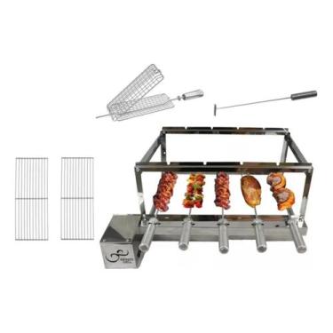 Imagem de Kit Grill Giratório 5 Espeto Inox Completo Lado Esquerdo - infinity gr