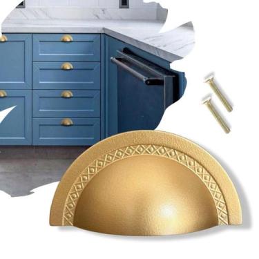 Imagem de 10 unidades Puxador concha Shell - 64 mm - Compras Fáceis, Dourado Fos