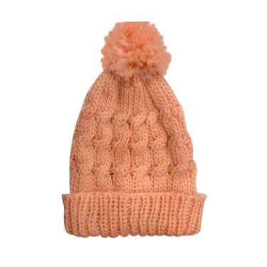 Imagem de Touca De Tricô Com Pom Pom De Frio Inverno Cor Salmão - RedStar