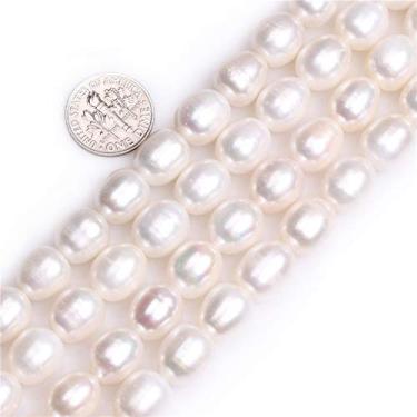 Imagem de GEM-Inside Contas soltas de pérolas de água doce naturais 10-11 x 12-13 mm contas de energia brancas olivárias para fabricação de joias 38 cm