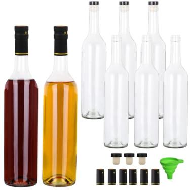 Imagem de EkkoVla Pacote com 8 garrafas de vinho de 740 ml, garrafa de licor vazia transparente com tampas T-Top e tampa de cápsula retrátil, garrafa de vidro com tampas para cerveja, suco, limoncello
