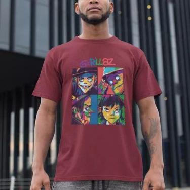 Imagem de Camiseta Basica 100% Algodão Estampa Banda Gorillaz - loja dinka, m, b