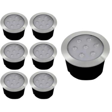 Imagem de Kit 7x Balizador Blindado Piso Solo Externo Led Embutir 7w 3000K Bivolt