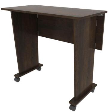 Imagem de Mesa para Notebook Multiuso Escrivaninha Dobrável 80cm com Rodízio ME4117 Rústico Tecnomobili