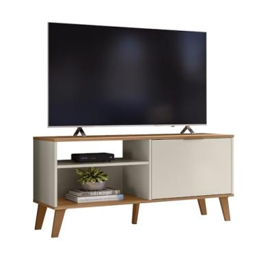 Imagem de Rack Bancada Madri para TV até 50 Polegadas, 120 cm, com Porta Basculante (Off White/Nature)