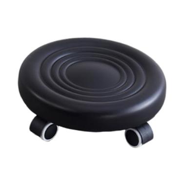 Imagem de Fenteer Rolamento giratório Bancos baixos assento de rolo baixo com rodas Banco curto do assento do rolo para o escritório em casa, Preto