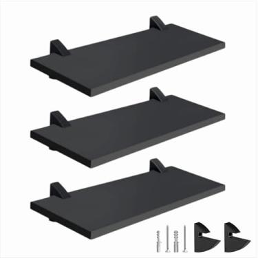 Imagem de Kit 3 Prateleiras 20x40 cm na cor Preta em MDF resistente com kit de montagem completo Prateleiras Organizadoras de quarta sala cozinha varanda lavanderia "