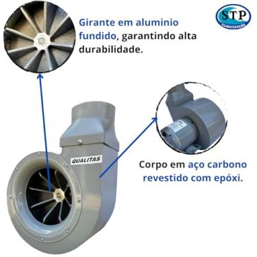 Imagem de Qualitas, Exaustor Centrífugo MCQ190 110/220V Alta Pressão Laboratorio 784 m³/h (110, Volts)