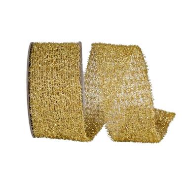 Imagem de Reliant Ribbon Fita de borda com fio metálica com purpurina elástica flexível, dourada