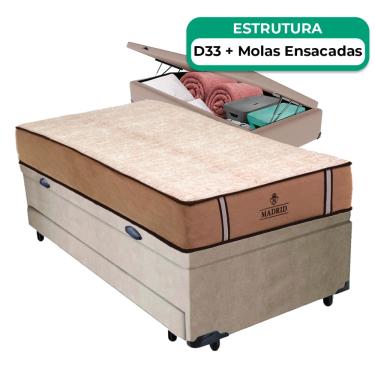 Imagem de Bicama Baú + Colchão Madrid Molas V-Store 78x188x72