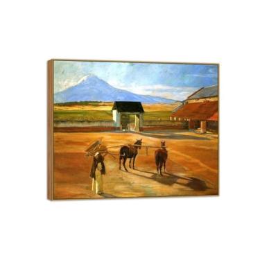 Imagem de MUHJDYC Diego Rivera Famosa Imagem em Tela - Impressões de Arte de Parede - Piso Debulhante - Moldura de Madeira Pintura para Sala de Estar Quarto Decoração de Casa 30x35cm-12x14in