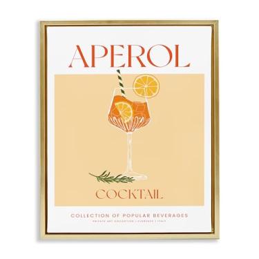 Imagem de Stupell Industries Minimal Aperol Cocktail Gold Framed Floater Canvas Wall Art Design por Lettered and Fored, 25 x 31