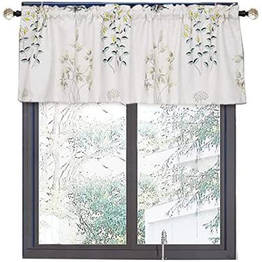 Imagem de SHAWLA Cortina de cozinha curta cortina retrô meia cortina estampada flor cozinha café janela curta cortina cortina para quarto porta/sala de estar janelas decoração de cortina, 106 * 45 cm 1 peça