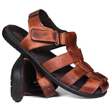 Imagem de Sandália Papete Masculina de Couro Havana 9660 Tamanho:42;Cor:Marrom