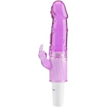 Imagem de Vibrador Ponto G Feminino Estimulador Coelhinho Silicone Jelly Macio Silencioso Resistente à Água Massagem Íntima Cor Roxo