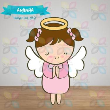 Imagem de Almofada Naninha para Bebê Anjinho Menina Morena 30 cm de Altura