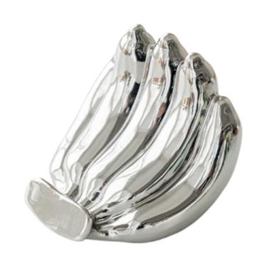 Imagem de ZGUZMCMK Suporte de telefone, suporte de telefone, escultura de banana, enfeite de mesa, estatueta de cerâmica fofa para decoração de casa, aniversário de, Prata
