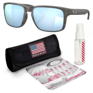 Imagem de OAKLEY Armação OO9102 HOLBROOK WOODGRAIN – Lente PRIZM Deep Water Polar, óculos de sol polarizados em formato quadrado com kit oficial de óculos, Woodgrain polarizado (55 mm), 55 mm