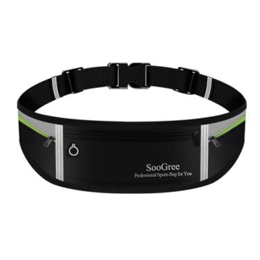Imagem de SooGree Cinto de corrida fino para mulheres e homens, pochete refletiva para corrida, com zíper, impermeável, para corrida, para celular, dinheiro, GSP8806 parte superior cinza inferior preta