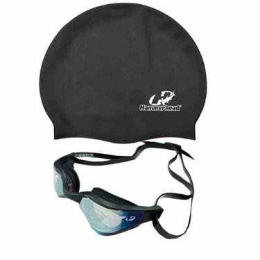 Imagem de Óculos de Natação Hammerhead Rapid Mirror + Touca de Natação, Preto