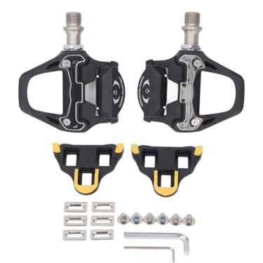 Imagem de Pedais de trava de estrada Pedais de ciclismo auto -travamento com chuteiras Pedal de rolamento de fibra de nylon para andar na estrada 1 par de pedais 2 chuteiras 2 chaves 12