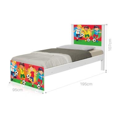 Imagem de Cama Solteiro Com Cabeceira Adesivada Futebol Meninos