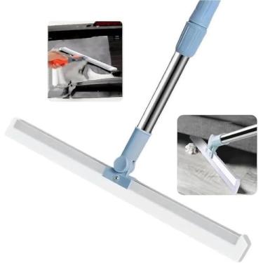 Imagem de Rodo e Vassoura Mágica 2 em 1 com Raspador de Silicone Giratório 180 graus - Multifuncional Ideal para Limpeza de Vidros, Pisos e Superfícies – Uso Doméstico e Profissional (50CM LARGURA)