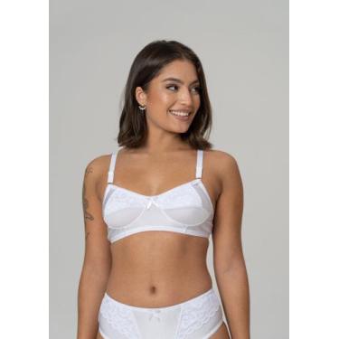 Imagem de Sutiã sem Bojo de Lycra e com Detalhe em Renda - Gimara, GG, Branco