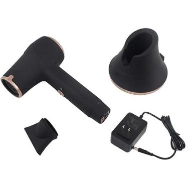 Imagem de Secador De Cabelo De Viagem, Secador De Cabelo Sem Fio De Dupla Voltagem 110v-240v Com Bateria De Lítio Recarregável De 5000mah, Secador De Cabelo Com Motor Dc Para Pintura Artísti, Black