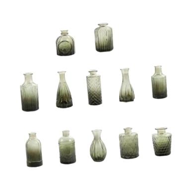 Imagem de Ｂｅｓｇａ 12x Vasos de vidro para arranjos de flores, recipientes portáteis para decoração de casa, vasos de flores fofos, plantadores decorativos para armários, Verde