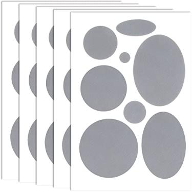 Imagem de OIIKI Kit de remendo de reparo de jaqueta acolchoada com 40 peças, remendo de reparo de tecido de nylon autoadesivo à prova d'água fita adesiva para jaquetas casacos roupas tenda sacos de dormir calças de esqui buracos cinza