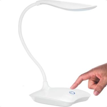 Imagem de Luminária Articulável de Mesa Led Touch Abajur Cama Recarregável (Branca)