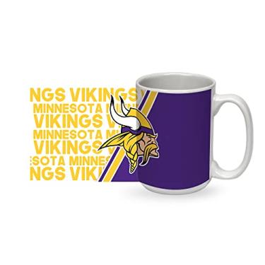 Imagem de Rico Industries Caneca de cerâmica branca de 444 ml do futebol do Minnesota Vikings para fãs da NFL
