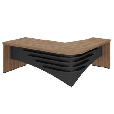 Imagem de Mesa Para Escritório Em L Diretor Lado Esquerdo Nogal/preto - ARTANY
