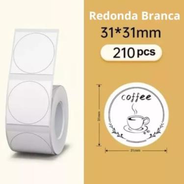 Imagem de Etiquetas Niimbot Redondas 31x31mm Brancas – 210 Unidades – Adesivas Térmicas para Impressora