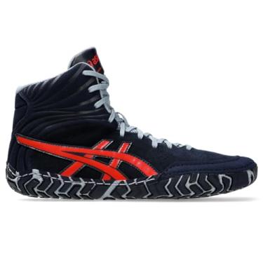 Imagem de ASICS Tênis de luta livre masculino Aggressor 5, Midnight/vermelho clássico, 12