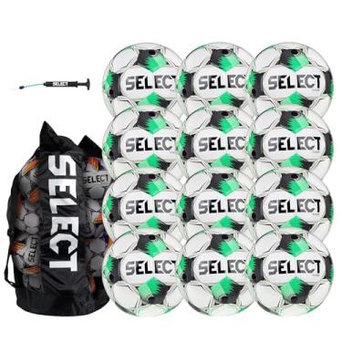 Imagem de SELECT Bola de futebol Thor, pacote com 12 bolas com bolsa de bolas e bomba de mão, branco/verde/preto V25, tamanho 4