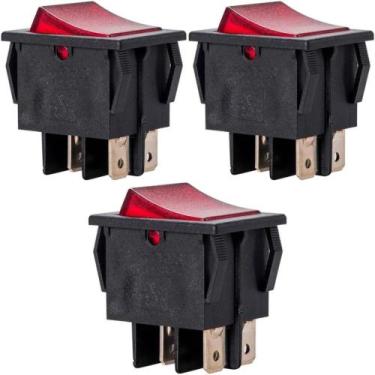 Imagem de 3 botão gangorra interruptor bipolar 10a iluminação vermelho 29223 mar