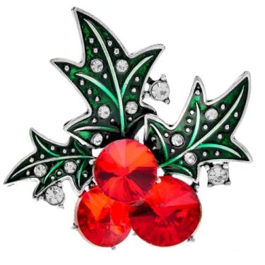 Imagem de Broche de cereja com strass para mulheres banhado a prata verde vermelho cristal broches de frutas broche de lapela moda colar bithstone terno acessórios de vestido joias para o Natal