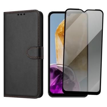 Imagem de Capa Carteira Flip Cover com Película de Privacidade Anti-Espião para Samsung Galaxy M15, Preta