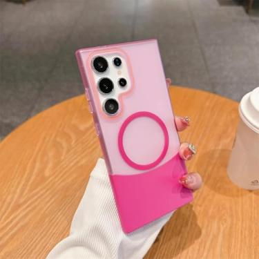 Imagem de Capa protetora para PC com carregamento sem fio removível e transparente 2 em 1 (para Samsung S25Plus/RosePink)