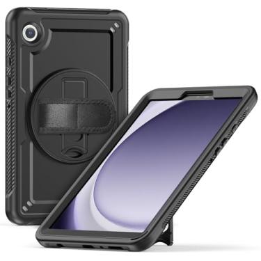 Imagem de GWYLH Capa para Samsung Galaxy Tab A9 8,7 polegadas, design leve à prova de choque com suporte para lápis/protetor de tela/alça de mão giratória, capa protetora para Galaxy Tab A9 Capa SM-X110 SM-X115
