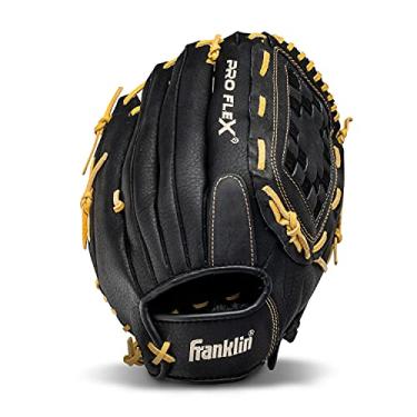 Imagem de Franklin Sports Luva de beisebol Pro Flex Hybrid Series, arremesso de mão direita, 33 polegadas, preto/camelo