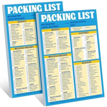 Imagem de Eaasty 2 peças, 120 folhas, lista de embalagem de viagem de fim de ano, 15 x 23 cm, bloco de notas, cruzeiro, lista de verificação essencial, bloco de notas para caminhadas, acampamento, praia, férias