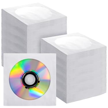 Imagem de LOYORTY 1000 peças de capas de CD de papel branco, envelope de capas de DVD, capas de CD com recorte de janela e aba, 80 g