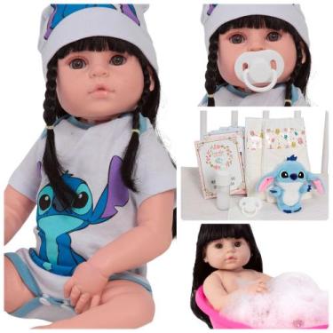 Imagem de Boneca Reborn Bebê Corpo de Vinil Recém Nascida Stitch Fofa - Cegonha 