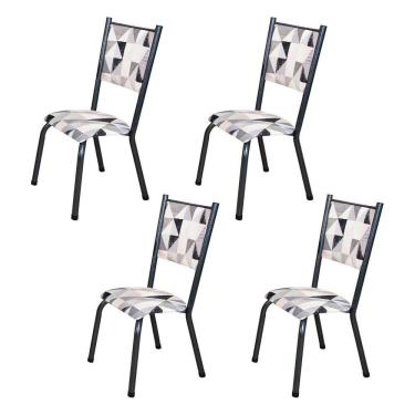 Imagem de Kit 4 Cadeiras para Sala de Jantar Ametista Katar / Prata Martelado